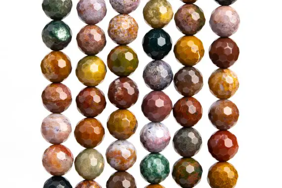 Genuine Natural Ocean Jasper Gemstone Beads 7-8mm Multicolor Micro Faceted Round Aaa Quality Loose Beads (105425)