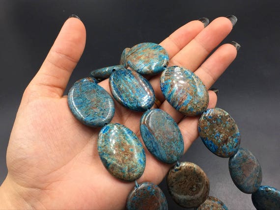 Natural Ocean Jasper Oval Beads 25x35mm Large Blue Brown Ocean Jasper Beads Gemstone Beads Oval Beads Jewelry Making Supplies Bulk Wholesale