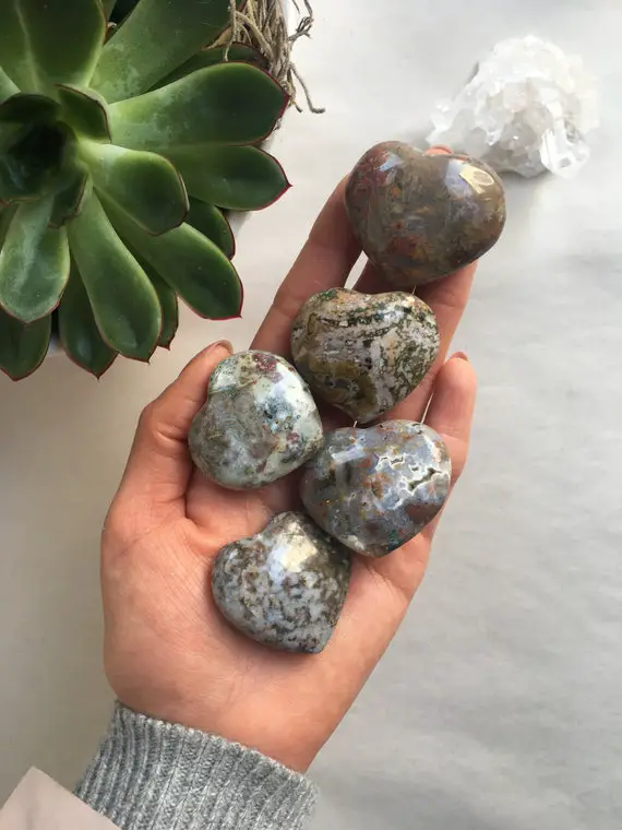 Ocean Jasper Heart, Ocean Jasper Stone, Polished Ocean Jasper, Natural Ocean Jasper, Ocean Jasper Crystal, Crystal Heart, Ocean Jasper