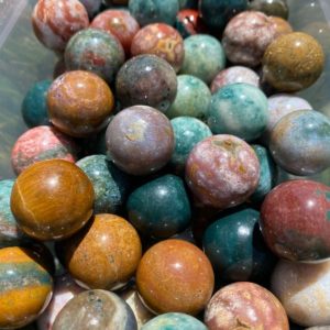 Shop Ocean Jasper Shapes! Ocean Jasper Stone Sphere (~0.75") – Ocean Jasper Crystal Sphere – Orbicular Jasper – Sea Jasper Stone – Polished Ocean Jasper Crystal Ball | Natural genuine stones & crystals in various shapes & sizes. Buy raw cut, tumbled, or polished gemstones for making jewelry or crystal healing energy vibration raising reiki stones. #crystals #gemstones #crystalhealing #crystalsandgemstones #energyhealing #affiliate #ad