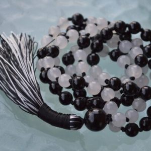 108 Mala Beads, Mala Necklace, Mala Beads, Mala, Prayer Beads, Yoga Necklace, Meditation Beads, Black & White Onyx Mala, Healing Crystals | Natural genuine Gemstone necklaces. Buy crystal jewelry, handmade handcrafted artisan jewelry for women.  Unique handmade gift ideas. #jewelry #beadednecklaces #beadedjewelry #gift #shopping #handmadejewelry #fashion #style #product #necklaces #affiliate #ad