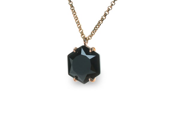 Black Onyx Necklace · Rose Gold Hexagon Necklace · 18k Pink Gold Necklace · Statement Necklace For Women