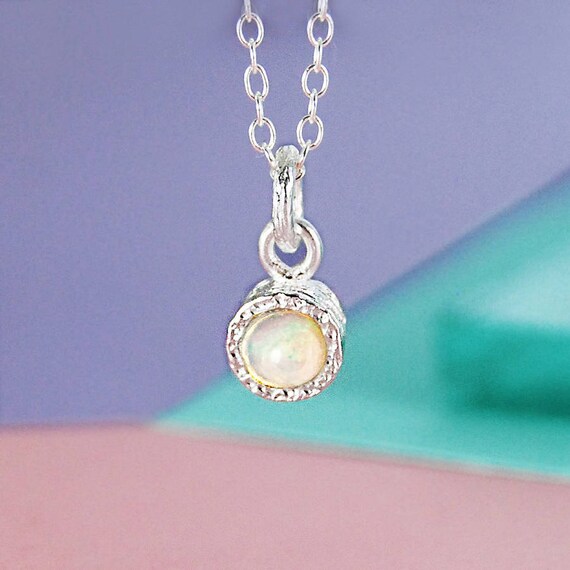 Opal October Birthstone Pendant Sterling Silver Gemstone Necklace Birthstone Necklace For Mom Anniversary Bridesmaid Gift