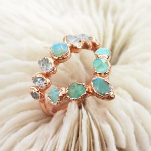 Shop Opal Rings! Alternative opal engagement rings, opal wedding ring set, bands stackable raw crystal unique present minimalist promise v ring | Natural genuine Opal rings, simple unique alternative gemstone engagement rings. #rings #jewelry #bridal #wedding #jewelryaccessories #engagementrings #weddingideas #affiliate #ad