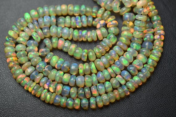 11 Inches Strand,finest Quality,natural Ethiopian Opal Smooth Rondelles.4.50-4.00mm