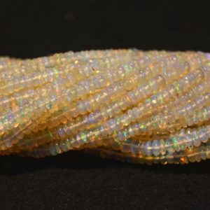 Shop Opal Rondelle Beads! Natural Ethiopian Opal Beads, Ethiopian Welo Opal Smooth Beads, Opal Plain Rondelles, 3mm To 4mm Each Not Enhanced, 18 Inch Strand, G188 | Natural genuine rondelle Opal beads for beading and jewelry making.  #jewelry #beads #beadedjewelry #diyjewelry #jewelrymaking #beadstore #beading #affiliate #ad