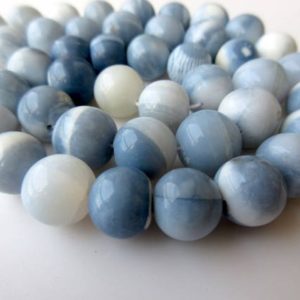 Shop Opal Round Beads! Natural Blue Opal Smooth Round Beads, Peruvian Blue Opal Beads, 10mm To 11mm Opal Beads, Blue Opal Jewelry, GDS914 | Natural genuine round Opal beads for beading and jewelry making.  #jewelry #beads #beadedjewelry #diyjewelry #jewelrymaking #beadstore #beading #affiliate #ad