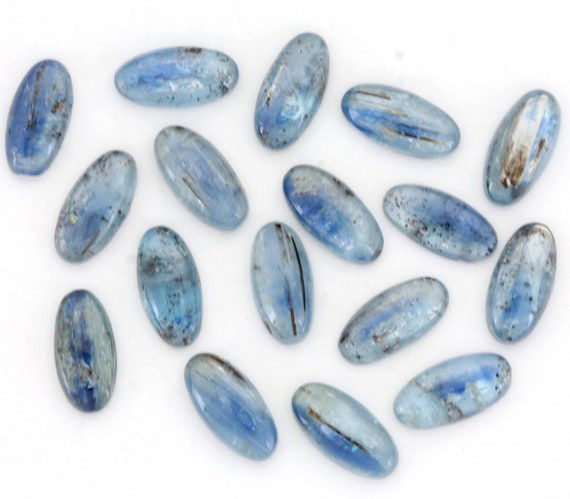 Oval Kyanite Cabochons | One 6mm X 12mm Beautiful Oblong Blue Kyanite Cabochon | 6mm X 12mm Royal Blue Silver Tone Kyanite Cabochons