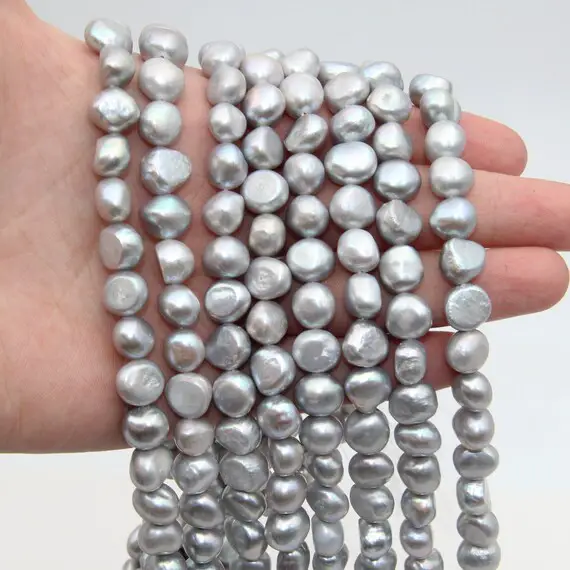 10~11mm Fresh Water Nugget Pearl Beads,silver Color Pearl,loose Pearl Strand Beads,natural Seed Freshwater Pearl,good Pearl Jewelry Beads.