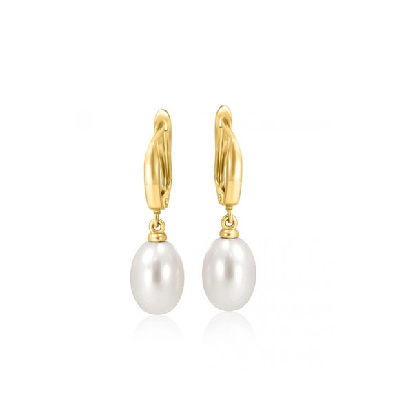 14k Gold Pearl Earrings, Pearl Jewelry, Drop Earrings, White Pearl, Pearl Jewelry, Bridal Earrings, Dainty Gold Earrings, Wedding Gift