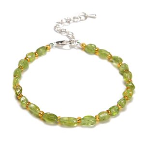 Shop Peridot Chip & Nugget Beads! Peridot Nugget Beaded Bracelet Silver Plated Clasp Bead Size 3-5mm 7.5" Length | Natural genuine chip Peridot beads for beading and jewelry making.  #jewelry #beads #beadedjewelry #diyjewelry #jewelrymaking #beadstore #beading #affiliate #ad