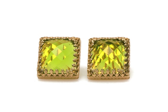 Rose Gold Peridot Earrings · Square Earrings · August Birthstone Earrings · Bridal Earrings · Bridal Gift Jewelry · Gemstone Earrings
