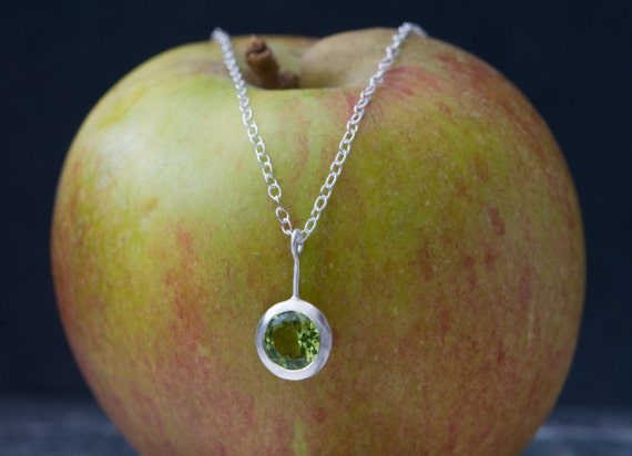 Peridot Silver Necklace - Green Gemstone Pendant Necklace In Silver