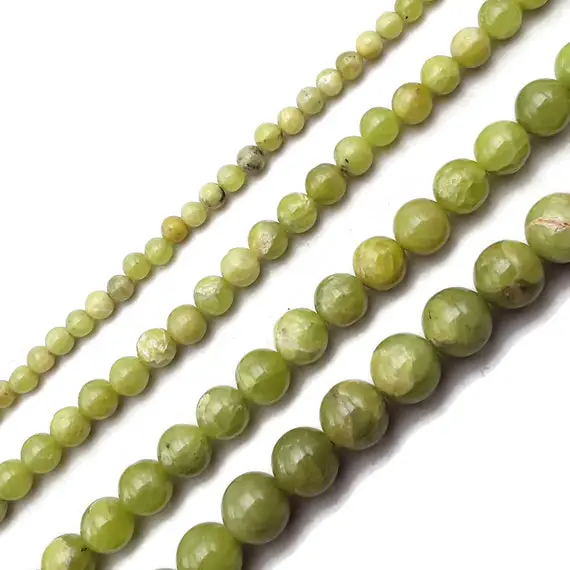 Green Peridot Smooth Round Beads Size 4mm 6mm 8mm 10mm 15.5'' Strand