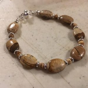 Shop Earth Stone Bracelets! Brown Bracelet – Picture Jasper Jewelry – Gemstone Jewellery – Sterling Silver – Earth Tones – Natural | Natural genuine Mookaite Jasper bracelets. Buy crystal jewelry, handmade handcrafted artisan jewelry for women.  Unique handmade gift ideas. #jewelry #beadedbracelets #beadedjewelry #gift #shopping #handmadejewelry #fashion #style #product #bracelets #affiliate #ad