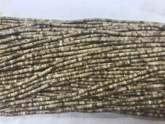 Natural Picture Jasper 2x3mm Heishi Brown Landscape Gemstone Loose Beads 15 Inch Jewelry Supply Bracelet Necklace Material Support Wholesale