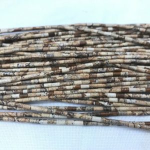 Shop Picture Jasper Bead Shapes! Natural Picture Jasper 2x4mm Column Brown Landscape Gemstone Loose Tube Beads 15 inch Jewelry Supply Bracelet Necklace Material Support | Natural genuine other-shape Picture Jasper beads for beading and jewelry making.  #jewelry #beads #beadedjewelry #diyjewelry #jewelrymaking #beadstore #beading #affiliate #ad