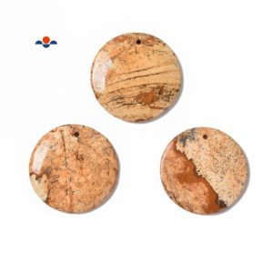 Shop Picture Jasper Round Beads! Natural Picture Jasper Flat Back Round Pendant Size 40mm Sold per Piece | Natural genuine round Picture Jasper beads for beading and jewelry making.  #jewelry #beads #beadedjewelry #diyjewelry #jewelrymaking #beadstore #beading #affiliate #ad