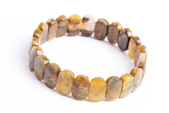 23 Pcs - 14x4mm Yellow Brown Pietersite Bracelet Grade A Genuine Natural Faceted Oval Gemstone Beads (117958h-3987)