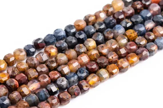 Genuine Natural Multicolor Pietersite Loose Beads Beveled Edge Faceted Cube Shape 2-3mm
