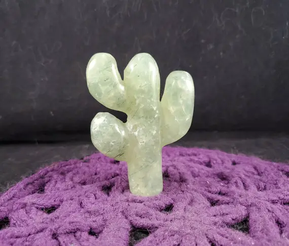 Prehnite Epidote Cactus Carved Crystal Saguaro Cacti High Quality Polished Desert Lover Carving Green