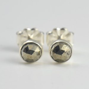 Shop Pyrite Earrings! golden pyrite rose cut  4mm sterling silver stud earrings pair | Natural genuine Pyrite earrings. Buy crystal jewelry, handmade handcrafted artisan jewelry for women.  Unique handmade gift ideas. #jewelry #beadedearrings #beadedjewelry #gift #shopping #handmadejewelry #fashion #style #product #earrings #affiliate #ad