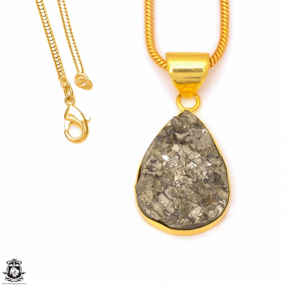 Pyrite Pendant Necklaces & Free 3mm Italian 925 Sterling Silver Chain Gph252