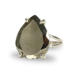 Shop Pyrite Rings! Pear Gemstone Ring · Sterling Pear Ring · Pyrite Ring · Teardrop Ring · Silver Statement Ring · Iron Pyrite Ring | Natural genuine Pyrite rings, simple unique handcrafted gemstone rings. #rings #jewelry #shopping #gift #handmade #fashion #style #affiliate #ad
