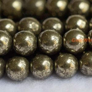 Shop Pyrite Beads! 15.5" 8mm/10mm natural Pyrite round beads, High quality grey gold color DIY beads, grey gold color Gemstone and semi precious stone beads | Natural genuine beads Pyrite beads for beading and jewelry making.  #jewelry #beads #beadedjewelry #diyjewelry #jewelrymaking #beadstore #beading #affiliate #ad