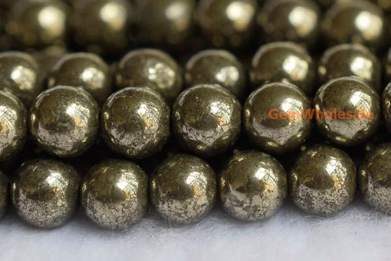 15.5" 8mm/10mm Natural Pyrite Round Beads, High Quality Grey Gold Color Diy Beads, Grey Gold Color Gemstone And Semi Precious Stone Beads