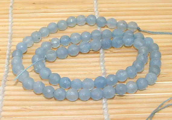 Faceted Blue Sponge Quartz Beads --- 6mm --- Section Ball Beads --- 62 Beads --- Full Strand ---hole 1mm