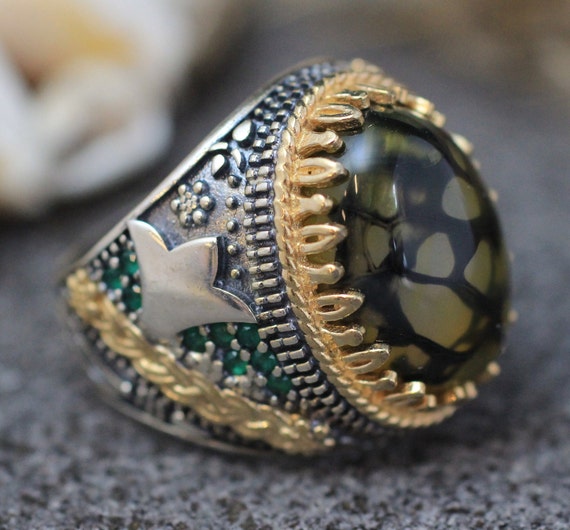 Sterling Silver 925 Handmade Ring, Ottoman Style , Silver 925 Ring, Gift For Him, Yemeni Ring, Silver Mens Ring,quartz Mens, Valentine's Day