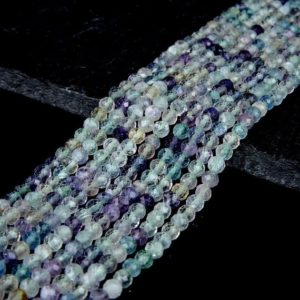 Rainbow Fluorite Gemstone Grade AA Micro Faceted Round 3MM 4MM Loose Beads (P10)