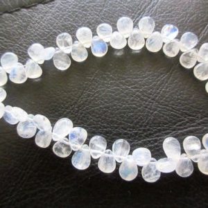 Shop Rainbow Moonstone Bead Shapes! All One Size Natural Rainbow Moonstone Smooth Pear Briolette Beads, 7 Inches Of 5x6mm Moonstone Beads, GDS750 | Natural genuine other-shape Rainbow Moonstone beads for beading and jewelry making.  #jewelry #beads #beadedjewelry #diyjewelry #jewelrymaking #beadstore #beading #affiliate #ad