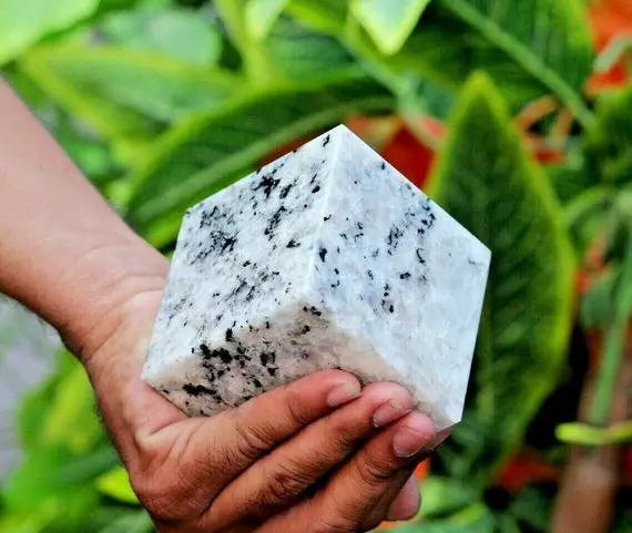 78mm Rainbow Moonstone Cube Healing Crystal Polished Stone Gemstone Cube Square