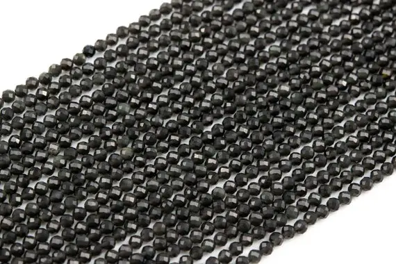 3mm Rainbow Obsidian Beads Grade A Genuine Natural Gemstone Full Strand Faceted Round Loose Beads 15.5" Bulk Lot Options (117647-3968)