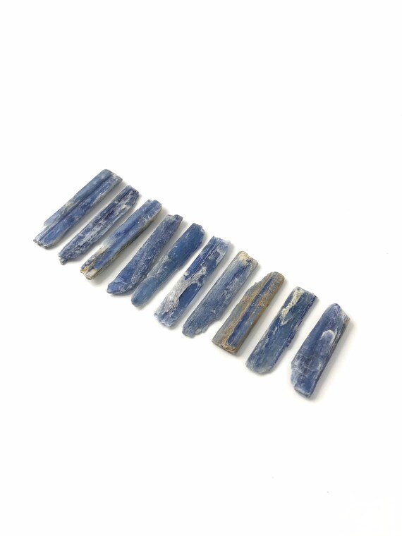 Raw Blue Kyanite Wands - 10 Piece Lot Of High Quality Gemstones - Brilliant Blue, Good Clarity, Shard Specimens -size Small - 44 Gram Weight