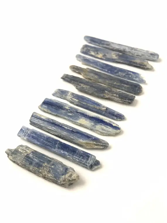 Raw Blue Kyanite Wands - 10 Piece Lot Of High Quality Gemstones - Brilliant Blue, Good Clarity, Shard Specimens -size Small - 44 Gram Weight