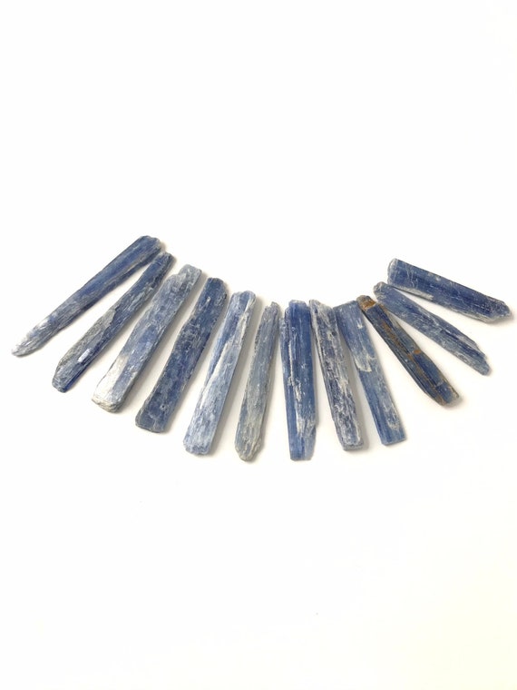 Raw Blue Kyanite Wands - 12 Piece Lot Of High Quality Gemstones - Brilliant Blue, Good Clarity, Shard Specimens -size Small - 42 Gram Weight