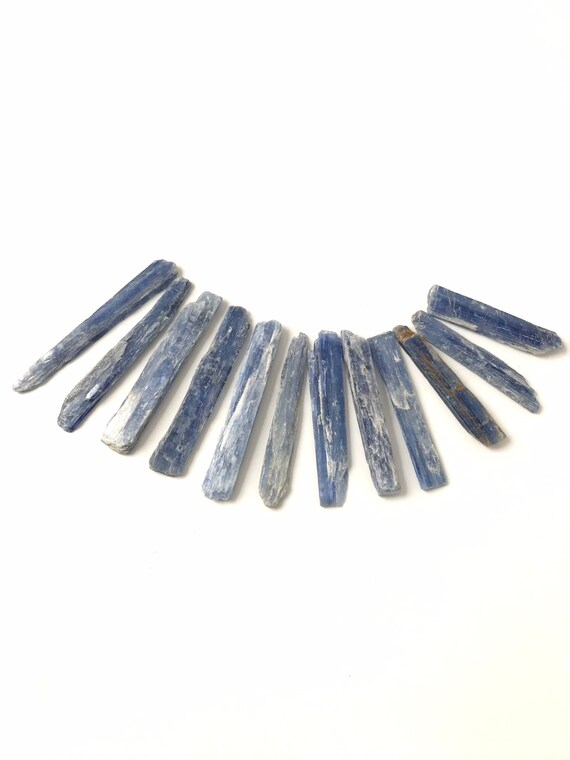Raw Blue Kyanite Wands - 9 Piece Lot Of High Quality Gemstones - Brilliant Blue, Good Clarity, Shard Specimens -size Small - 52 Gram Weight