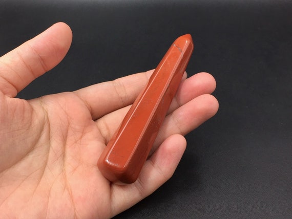 6-sided Faceted Red Jasper Massage Wand Red Stone Wand Point Wand Smooth Polished Crystal Wand Meditation Crystal Healing Tool Reiki Mw