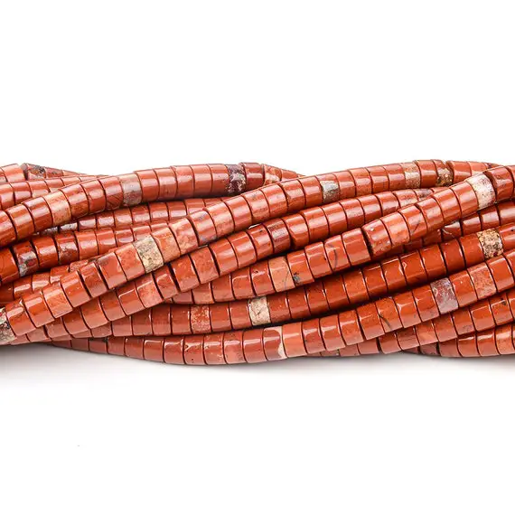 4x2mm Red Jasper Gemstone Heishi Discs Beads Loose Beads (p17)