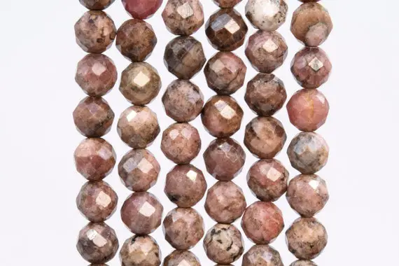 Genuine Natural Rhodochrosite Gemstone Beads 6mm Pink Brown Faceted Round A Quality Loose Beads (113240)