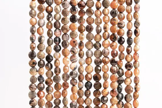 Genuine Natural Argentina Rhodochrosite Gemstone Beads 5x3mm Orange Pink Faceted Flat Round Button Loose Beads (117547)