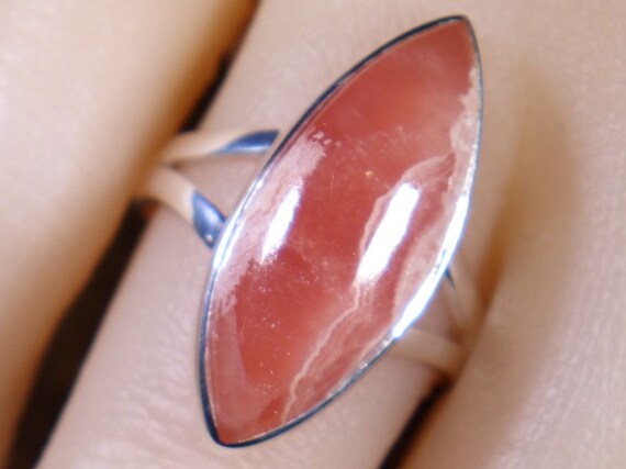 Rhodochrosite, 925 Silver, Size 7, Ring With Positive Healing Energy!