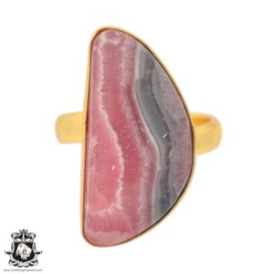 Shop Rhodochrosite Rings! Size 7.5 – Size 9 Adjustable Rhodochrosite Energy Healing Ring • Meditation Crystal Ring • 24K Gold  Ring GPR837 | Natural genuine Rhodochrosite rings, simple unique handcrafted gemstone rings. #rings #jewelry #shopping #gift #handmade #fashion #style #affiliate #ad