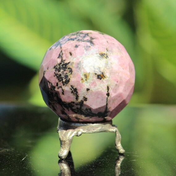 Beautiful 55mm Pink Rhodonite Sphere Stone Crystal With Cut Healing Carved Gemstone Reiki Aura Chakra Sphere Ball
