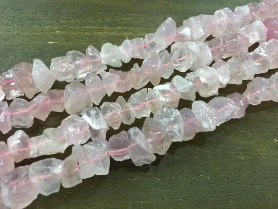 Raw Rose Quartz Nugget Beads Rough Pink Quartz Crystal Chip Beads Hammered Quartz Jewelry Making Supplies 14-16mm 15.5" Full Strand