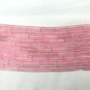 Shop Rose Quartz Bead Shapes! Natural Rose Quartz 4x13mm Column Genuine Crystal Loose Tube Beads 15 inch Jewelry Supply Bracelet Necklace Material Support Wholesale | Natural genuine other-shape Rose Quartz beads for beading and jewelry making.  #jewelry #beads #beadedjewelry #diyjewelry #jewelrymaking #beadstore #beading #affiliate #ad