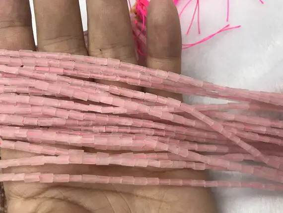 Natural Rose Quartz 2x4mm Cuboid Genuine Crystal Loose Tube Beads 15 Inch Jewelry Supply Bracelet Necklace Material Support Wholesale